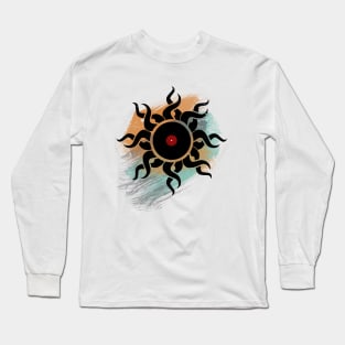 Tribal Vinyl Record with Paint Brushes Retro Long Sleeve T-Shirt